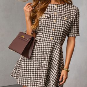 Lysette Tweed Houndstooth Mini Dress