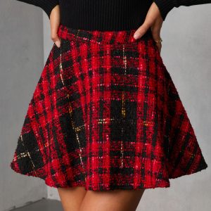 Fireside Manor Tweed Plaid Mini Skirt