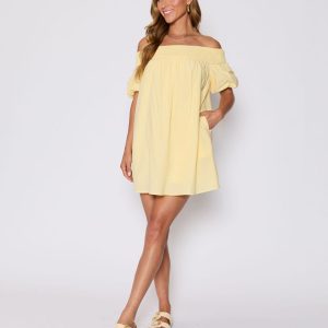 Lydia Cotton Smocked Off The Shoulder Mini Dress