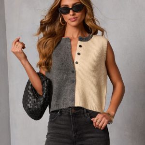 Anjey Knit Color Block Sleeveless Sweater