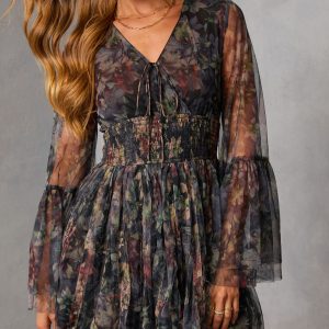 Dahliah Printed Fit And Flare Mini Dress