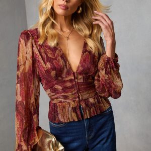 Afterglow Guest Printed Plisse Top