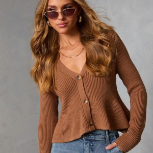 Stewart Peplum Button Front Sweater