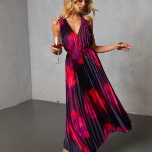 Noeme Pleated Halter Maxi Dress