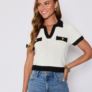 Polo Contrast Knit Top