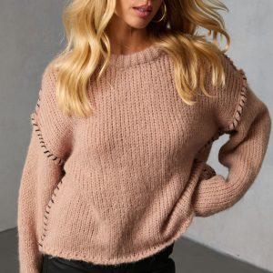 Snoozy Sundays Contrast Knit Trim Sweater
