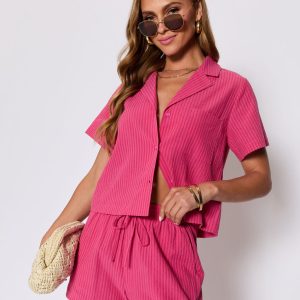 Mara Cotton Striped Tie Front Top