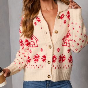 Snowfall Cottage Novelty Fair Isle Cardigan