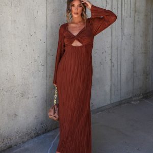 Grand Entrance Plisse Cutout Maxi Dress
