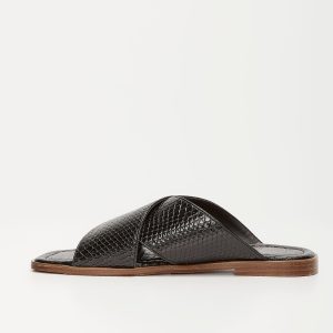 Avena Croc Embossed Slide Sandals