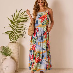 Sunset Breeze Floral Tropics Maxi Dress
