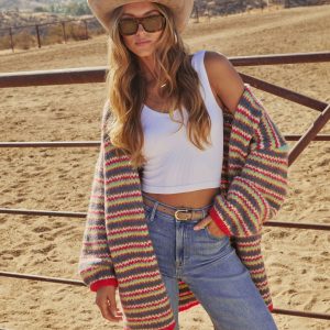 Dustlight Striped Open Front Cardigan