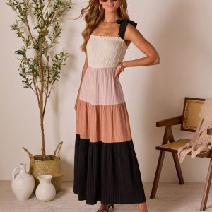 Paloma Skies Tiered Colorblock Maxi Dress