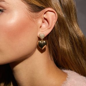 Saralyn Rhinestone Heart Drop Earrings