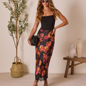 Romia Lace Trim Maxi Skirt