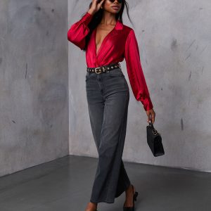 Sayla Collared Satin Top