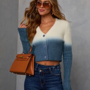 Moon Flower Fuzzy Ombre Cardigan