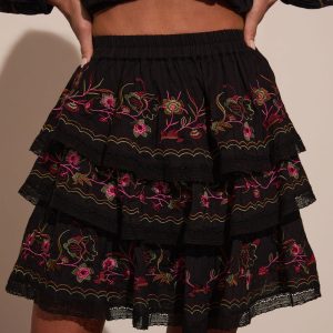 Trail of Flowers Tiered Floral Mini Skirt