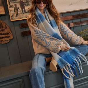 Autumnal Large Plaid Blanket Scarf