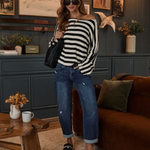 Tawnie Stretch Distressed Barrel Jeans