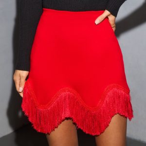 Holiday Crush Fringe Hem Mini Skirt