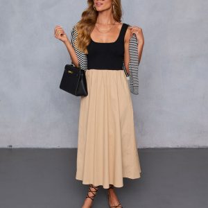 Maxime Knit Cotton Pocketed Midi Dress