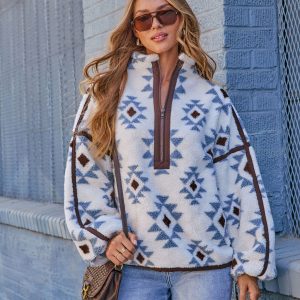 Lanei Aztec Print Half Zip Pullover