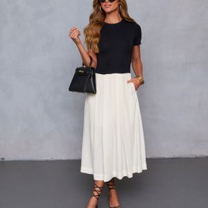 Dual Mode Color Block Midi Dress