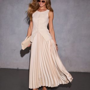 Meet At Dawn Pleated Maxi Skirt