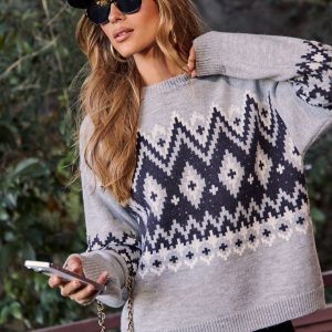 Rowlane Abstract Fair Isle Knit Sweater