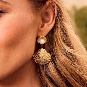 Shoreline Glow Seashell Drop Earrings