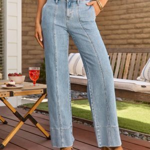 Loriana Stretch Pintuck Wide Leg Jeans