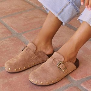 Telliah Faux Suede Studded Mule