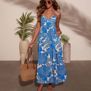 Cool Water Abstract Maxi Dress