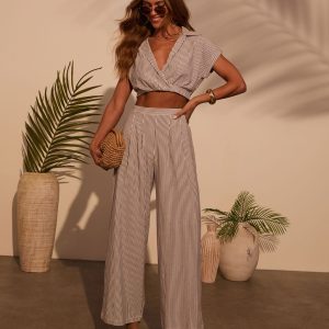 Weekend Trip Pinstripe Wide Leg Pants
