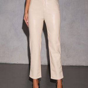 Claudette Faux Leather Pocketed High Waisted Pants