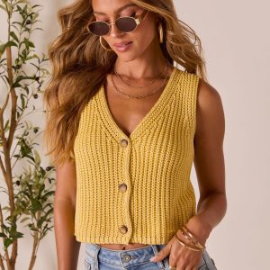 Martinez Crochet Knit Vest Top