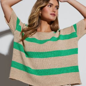 Ardelle Striped Short Sleeve Sweater