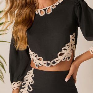 Terrie Contrast Design Crop Top