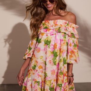 Carefree Dreamer Off The Shoulder Mini Dress