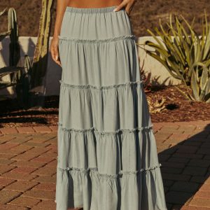 Sandie Tiered Chambray Maxi Skirt