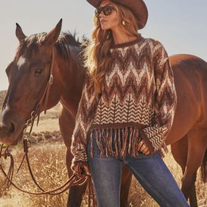 Chelie Fringe Abstract Sweater