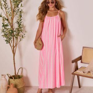 Lenise Embroidered Shift Maxi Dress