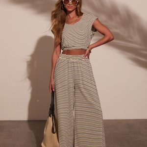 Washed Away Striped Wide Leg Pants