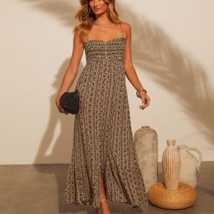 Marguerite Printed Empire Maxi Dress
