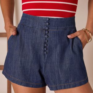 Kadina Buttoned Denim Shorts