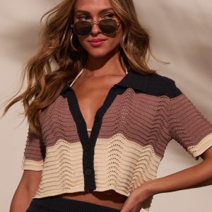 Coastal Core Colorblock Button Down Top