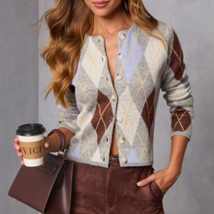 Elenah Argyle Print Cardigan