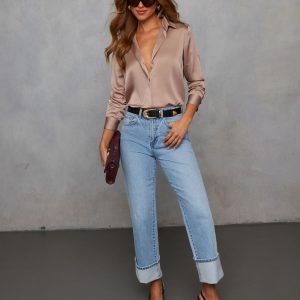 Marcos Satin Button Down Top