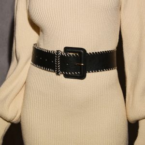 Merrick Stitched Wide Leather Belt